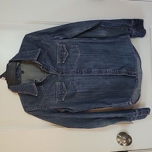 1990's Cotton Denim Shirt Vintage Earl Jean Western Yoke Snaps Blouse Size P
